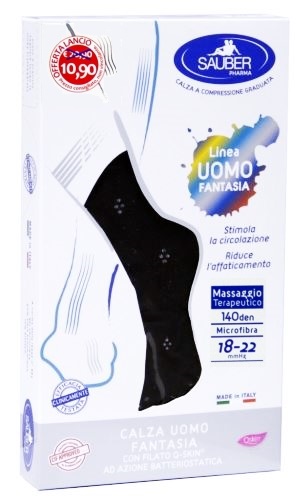 SAUBER CALZA UOMO FANTASIA Q-SKIN 70 DEN BLU DOPPIO POIS GRIGIO TAGLIA P PROMO - Farmacia Castello Srl