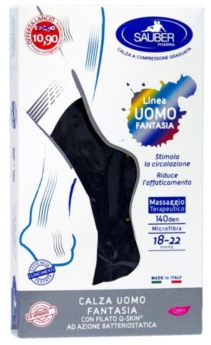 SAUBER CALZA UOMO FANTASIA Q-SKIN 140 DEN BLU POIS GIALLO E PETROLIO TAGLIA P PROMO - Farmacia Castello Srl