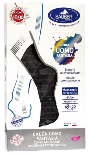 SAUBER CALZA UOMO FANTASIA Q-SKIN 140 DEN NERA RIGA SOTTILE DENIM TAGLIA M PROMO - Farmacia Castello Srl