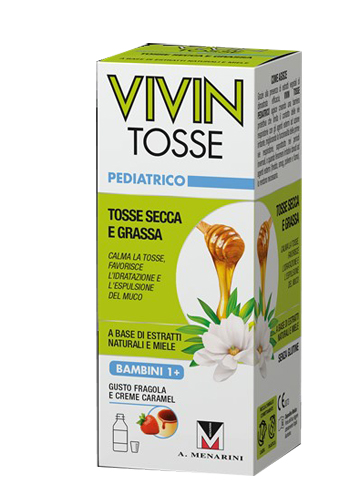 VIVIN TOSSE PEDIATRICO SCIROPPO PER TOSSE SECCA E GRASSA GUSTO FRAGOLA E CREME CARAMEL 150 ML - Farmacia Castello Srl