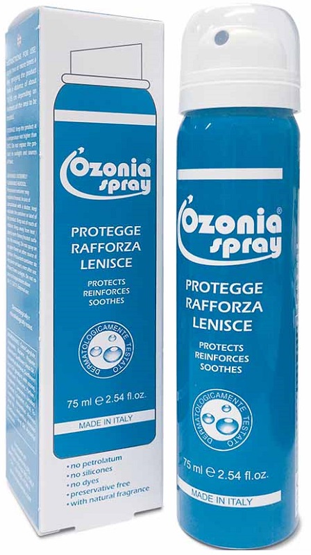 OZONIA SPRAY A BASE DI OLIO OZONIZZATO PER CUTE E MUCOSE ARROSSATE INFIAMMATE DISTROFICHE SENSIBILI 75 ML - Farmacia Castello Srl