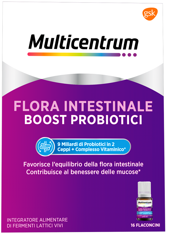 MULTICENTRUM FLORA INTESTINALE BOOST PROBIOTICI 16 FLACONCINI - Farmacia Castello Srl
