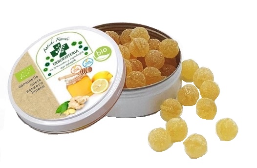 CARAMELLE BIOLOGICHE MIELE ZENZERO LIMONE 50 G - Farmacia Castello Srl