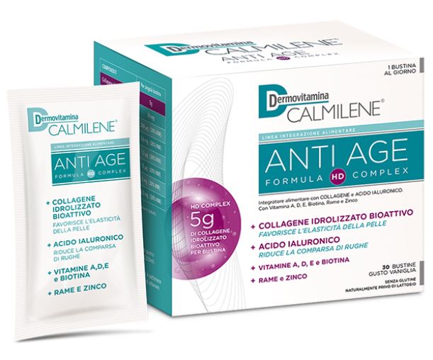 DERMOVITAMINA CALMILENE ANTIAGE IA A BASE DI COLLAGENE E ACIDO IALURONICO POLVERE 30 BUSTINE GUSTO VANIGLIA - Farmacia Castello Srl