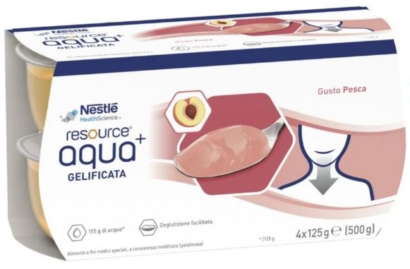 RESOURCE AQUA ACQUA GELIFICATA+PEACH CUP 6 4X125 G - Farmacia Castello Srl