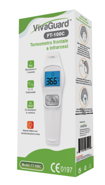 VIVAGUARD TERMOMETRO FRONTALE INFRAROSSI FT 100C - Farmacia Castello Srl