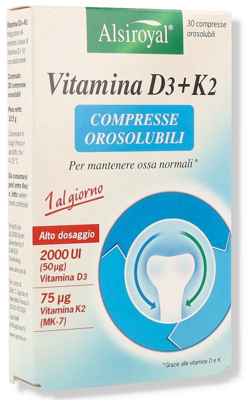 ALSIROYAL VITAMINA D3+K2 30 COMPRESSE OROSOLUBILI - Farmacia Castello Srl