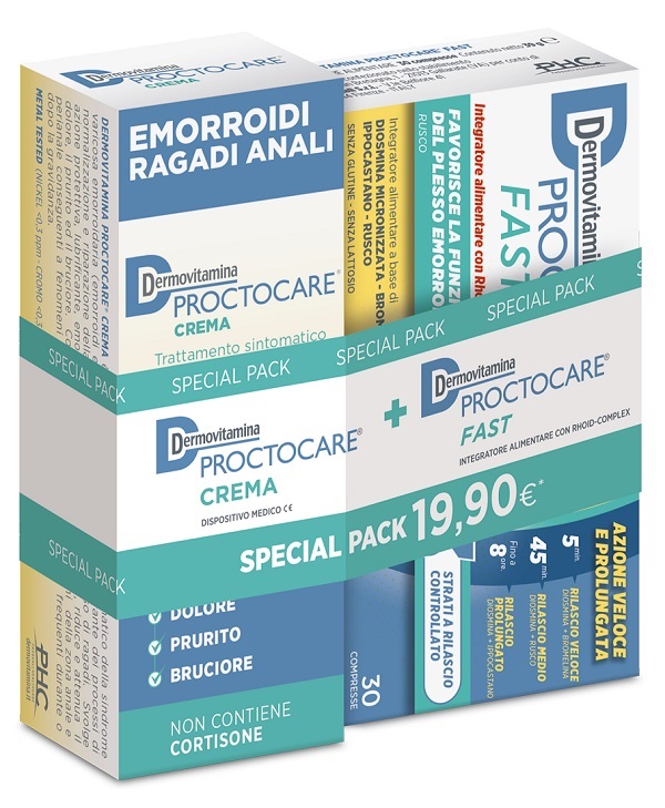 DERMOVITAMINA PROCTOCARE BIPACK PROCTOCARE FAST 30 COMPRESSE + PROCTOCARE CREMA 30 ML - Farmacia Castello Srl