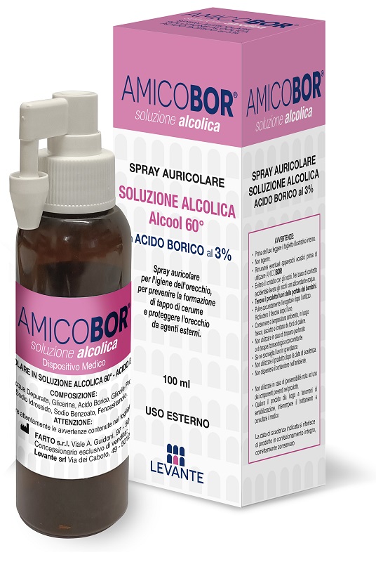 SOLUZIONE ALCOLICA PER IRRIGAZIONE DELL'ORECCHIO AMICOBOR 100 ML - Farmacia Castello Srl