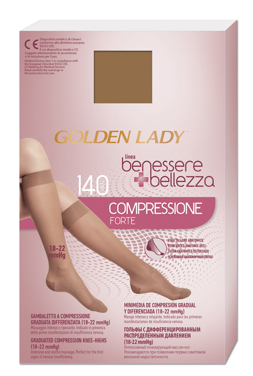 GAMBALETTO BENESSERE+BELLEZZA 140 DENARI COMPRESSIONE FORTE 18-22 MMHG DORE' S/M - Farmacia Castello Srl