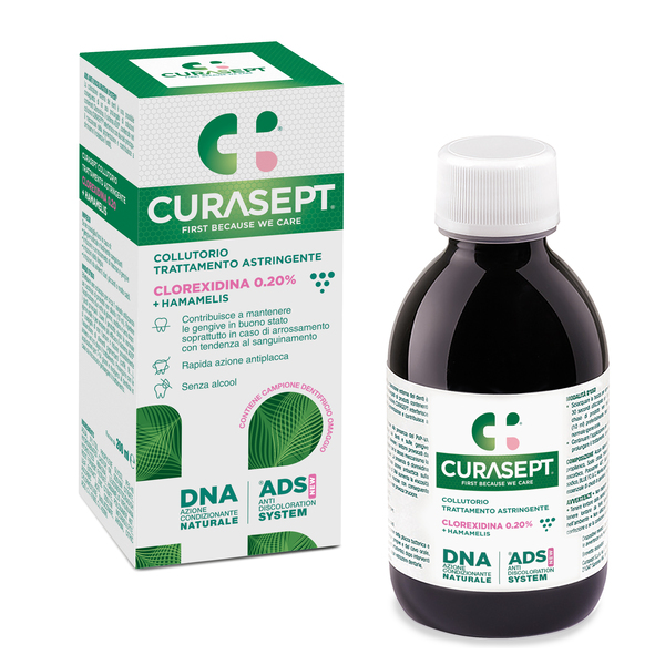 CURASEPT COLLUTORIO ADS DNA TRATTAMENTO ASTRINGENTE 200 ML + CAMPIONE OMAGGIO DENTIFRICIO ASTRINGENTE 6 ML - Farmacia Castello Srl