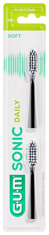 GUM SONIC DAILY SPAZZOLINO BATTERIA REFILL BLACK 2 PEZZI - Farmacia Castello Srl