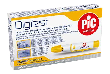 DISPOSITIVO PUNGIDITO AUTOMATICO DIGITEST REGOLABILE 9 LIVELLI LANCETTE COMPATIBILI PIC DIGITEST E PRONTODIGITEST - Farmacia Castello Srl