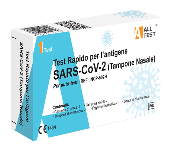 TEST ANTIGENICO RAPIDO COVID-19 ALLTEST AUTODIAGNOSTICO DETERMINAZIONE QUALITATIVA ANTIGENI SARS-COV-2 IN TAMPONI NASALI MEDIANTE IMMUNOCROMATOGRAFIA - Farmacia Castello Srl