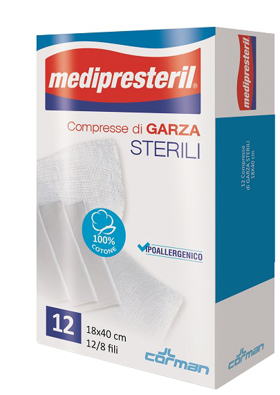 GARZA COMPRESSA MEDIPRESTERIL 12/8 FU 18X40CM 12 PEZZI - Farmacia Castello Srl