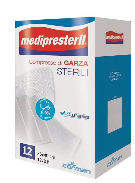 GARZA COMPRESSA MEDIPRESTERIL 12/8 FU 36X40CM 12 PEZZI - Farmacia Castello Srl