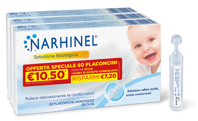 SOLUZIONE FISIOLOGICA NARHINEL 3 PACK PROMO 2022 DA 20 FLACONCINI DA 5 ML - Farmacia Castello Srl