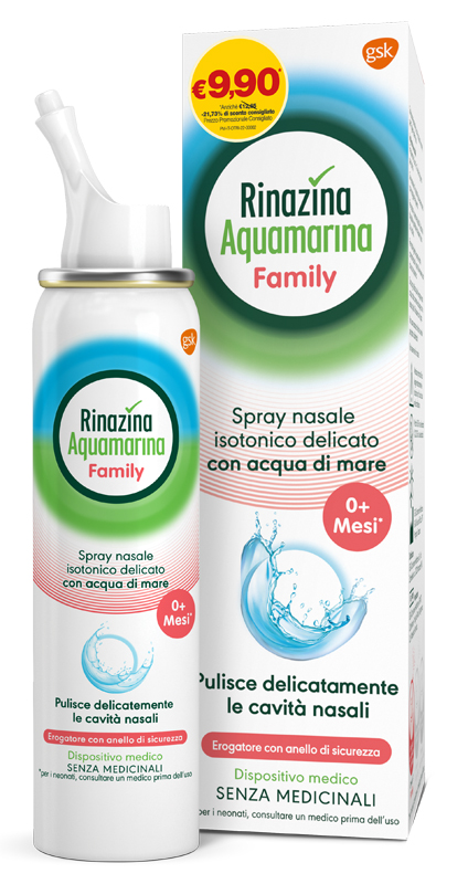 SPRAY NASALE ISOTONICO RINAZINA AQUAMARINA FAMILY PROMO 100 ML - Farmacia Castello Srl