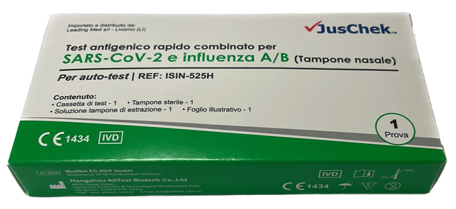 TEST ANTIGENICO RAPIDO COVID-19 ALLTEST AUTODIAGNOSTICO DETERMINAZIONE QUALITATIVA ANTIGENI SARS-COV-2 E INFLUENZA A+B IN TAMPONI NASALI MEDIANTE IMMUNOCROMATOGRAFIA - Farmacia Castello Srl