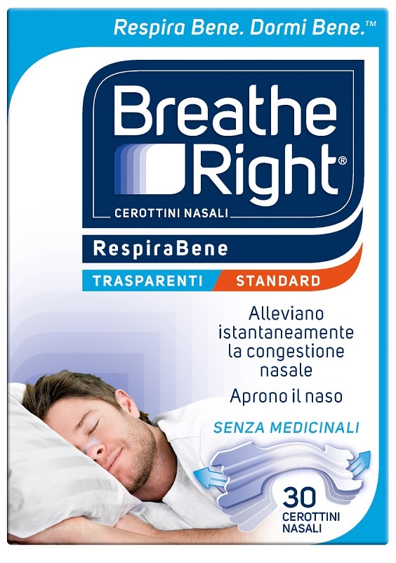 CEROTTI NASALI BREATHE RIGHT TRASPARENTI 30 PEZZI - Farmacia Castello Srl