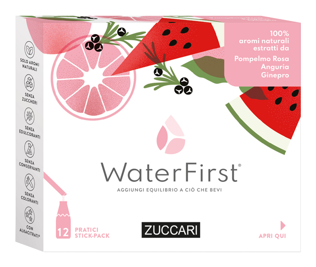 WATER FIRST POMPELMO ROSA-ANGURIA-GINEPRO 12 STICK PACK - Farmacia Castello Srl