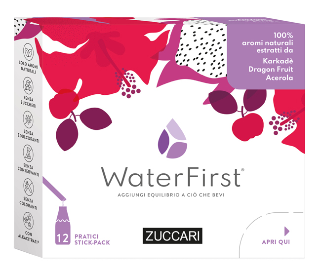WATER FIRST KARKADE'-DRAGON FRUIT-ACEROLA 12 STICK PACK - Farmacia Castello Srl