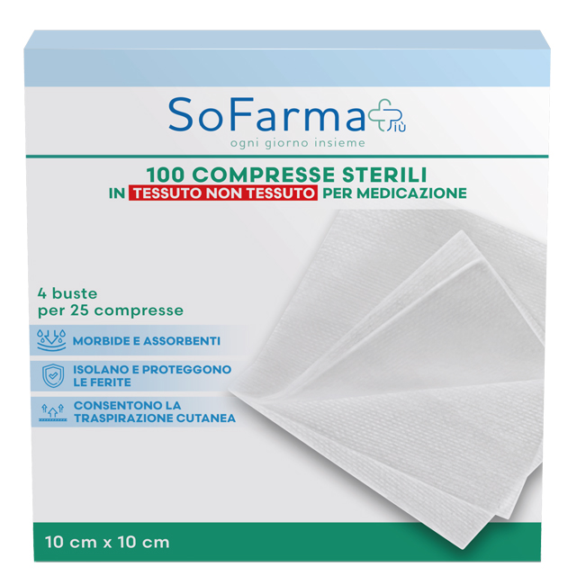 GARZA COMPRESSA IN TNT 10X10 CM 100 PEZZI SOFARMAPIU' - Farmacia Castello Srl