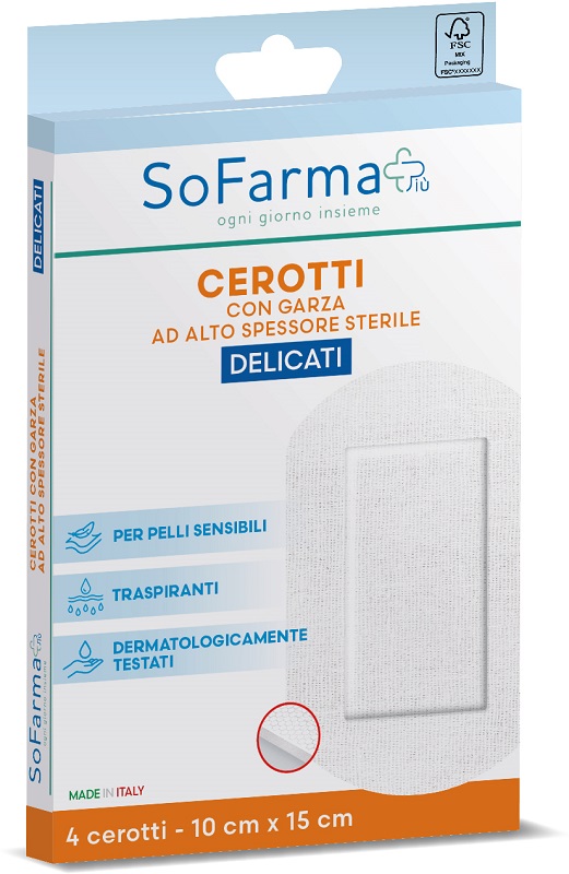 CEROTTO DELICATO 10X15 CM 4 PEZZI SOFARMAPIU' - Farmacia Castello Srl