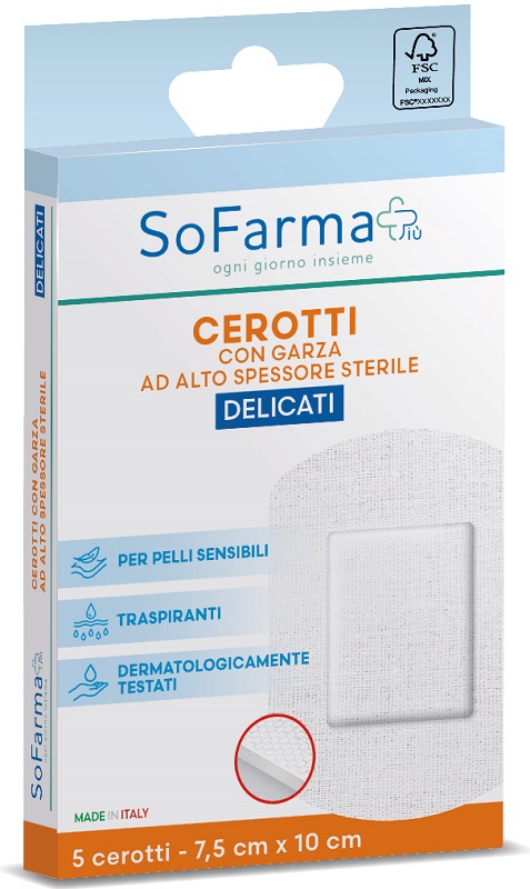 CEROTTO DELICATO 7,5X10 CM 5 PEZZI SOFARMAPIU' - Farmacia Castello Srl