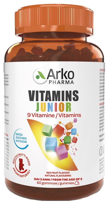 VITAMINS JUNIOR 60 GUMMIES SENZA ZUCCHERI GUSTO FRUTTI ROSSI - Farmacia Castello Srl