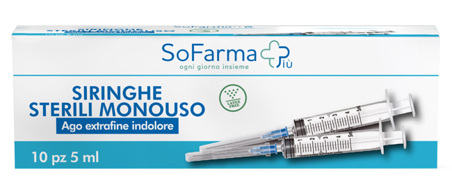SIRINGA STERILE 5MM GAUGE 23 SOFARMAPIU' 10 PEZZI - Farmacia Castello Srl