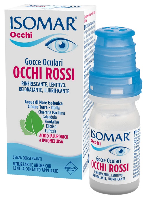 ISOMAR OCCHI ROSSI GOCCE OCULARI ACIDO IALURONICO 0,20% 10 ML - Farmacia Castello Srl
