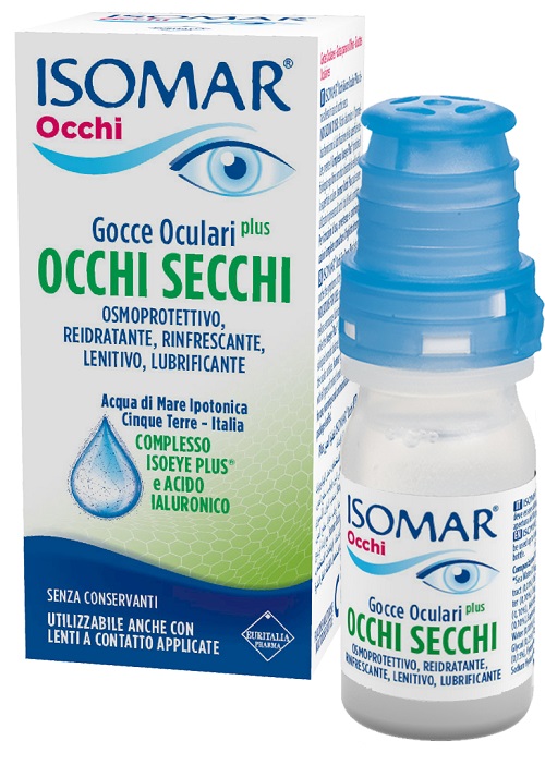 ISOMAR OCCHI SECCHI PLUS GOCCE OCULARI ACIDO IALURONICO 0,20% 10 ML - Farmacia Castello Srl