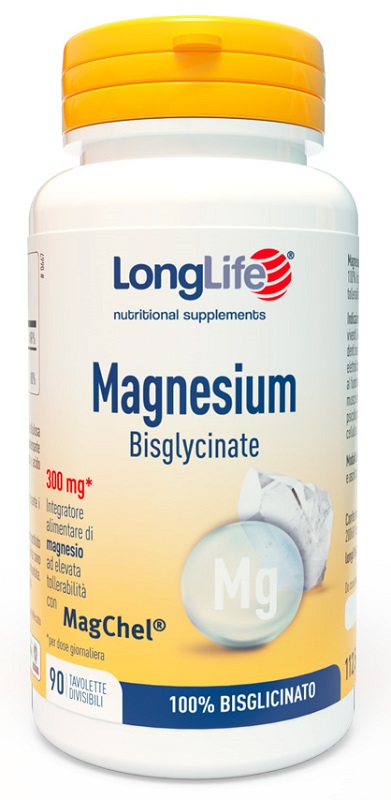 LONGLIFE MAGNESIUM BISGLYCINATE 90 TAVOLETTE DIVISIBILI SENZA GLUTINE - Farmacia Castello Srl